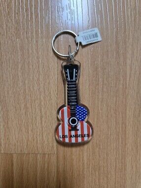 New - Acrylic Los Angeles Guitar Keychain - American Flag Design